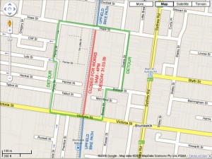 Detour path for works along the Upfield from 9am-4pm